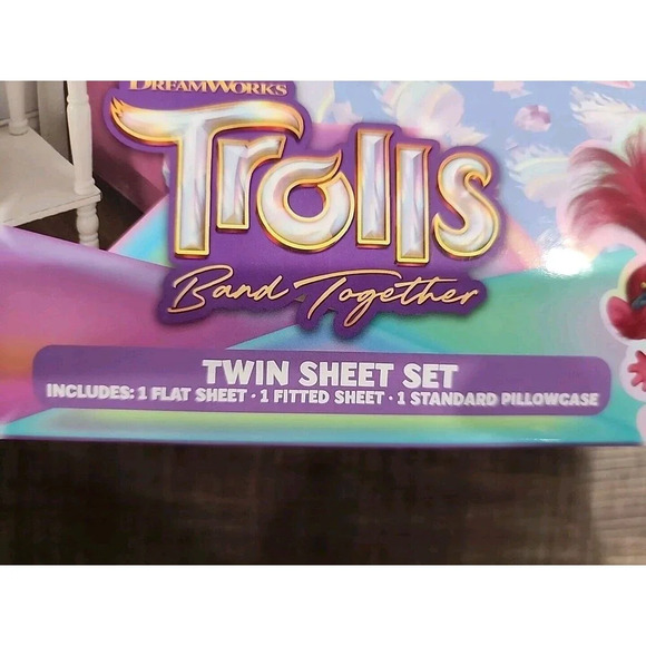 Trolls - Twin 3 Piece Sheet Set- Band Together in Harmony - Picture 2 of 3